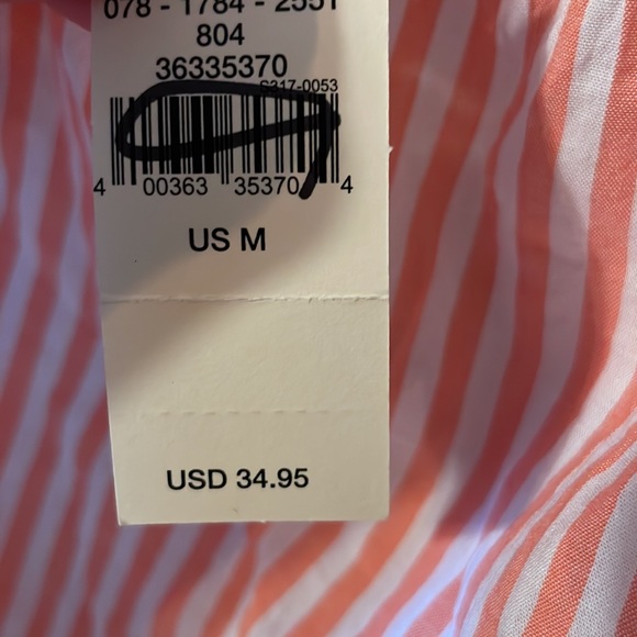 NWT Aerie Peach & White Striped Tank W/ Tie Straps - Picture 3 of 5